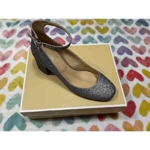 Michael Kors Women's Glitter Ankle Strap Pumps Block Heel Party Shoes